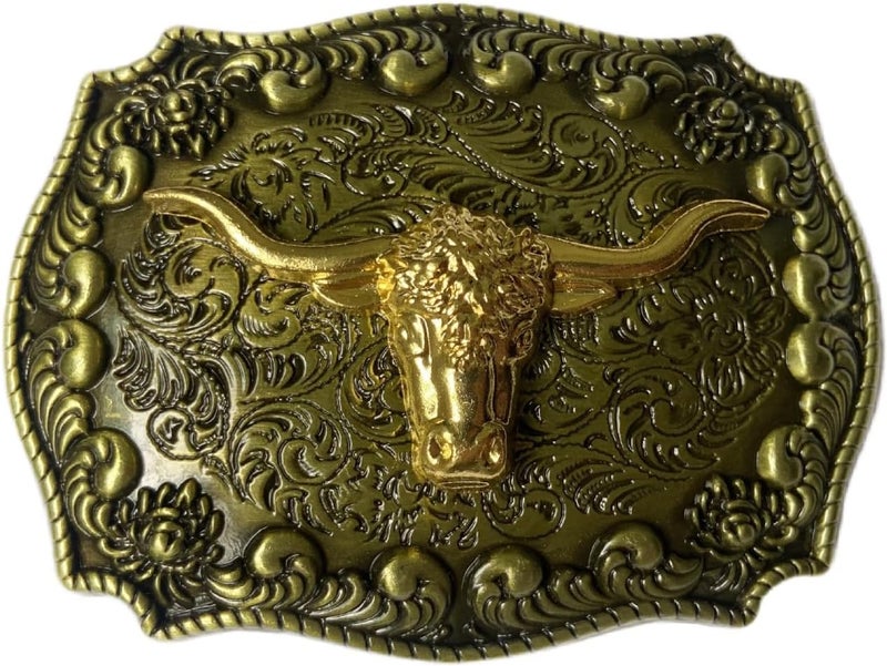 Vintage Style Alloy Belt Buckle American Cowboy Fashion Western 3D Engraved Cow Bull Head Belt Buckles